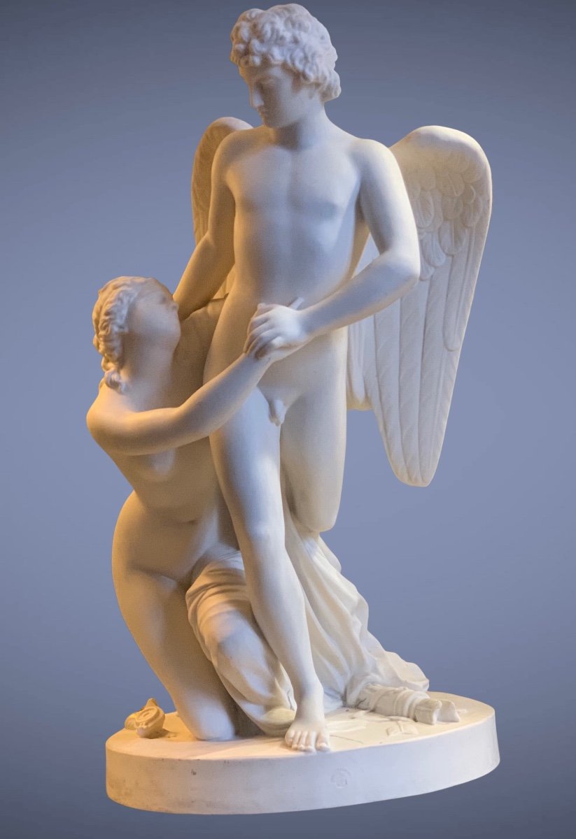 Amor And Psyche » Large Figure In Gustavsberg Biscuit, After J. T. Sergel , Swedish School