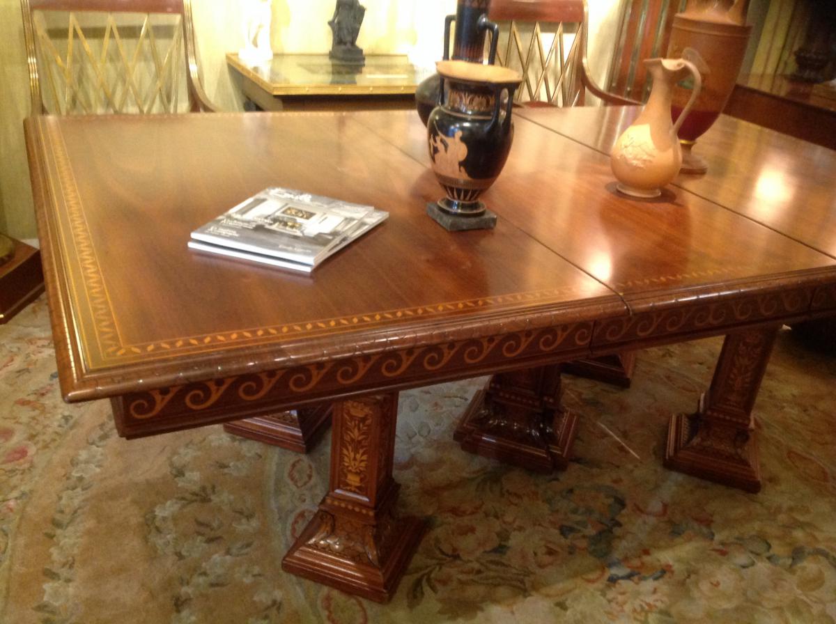 Large Dinner Or Library Table , In Neo-grecian  Style.-photo-1