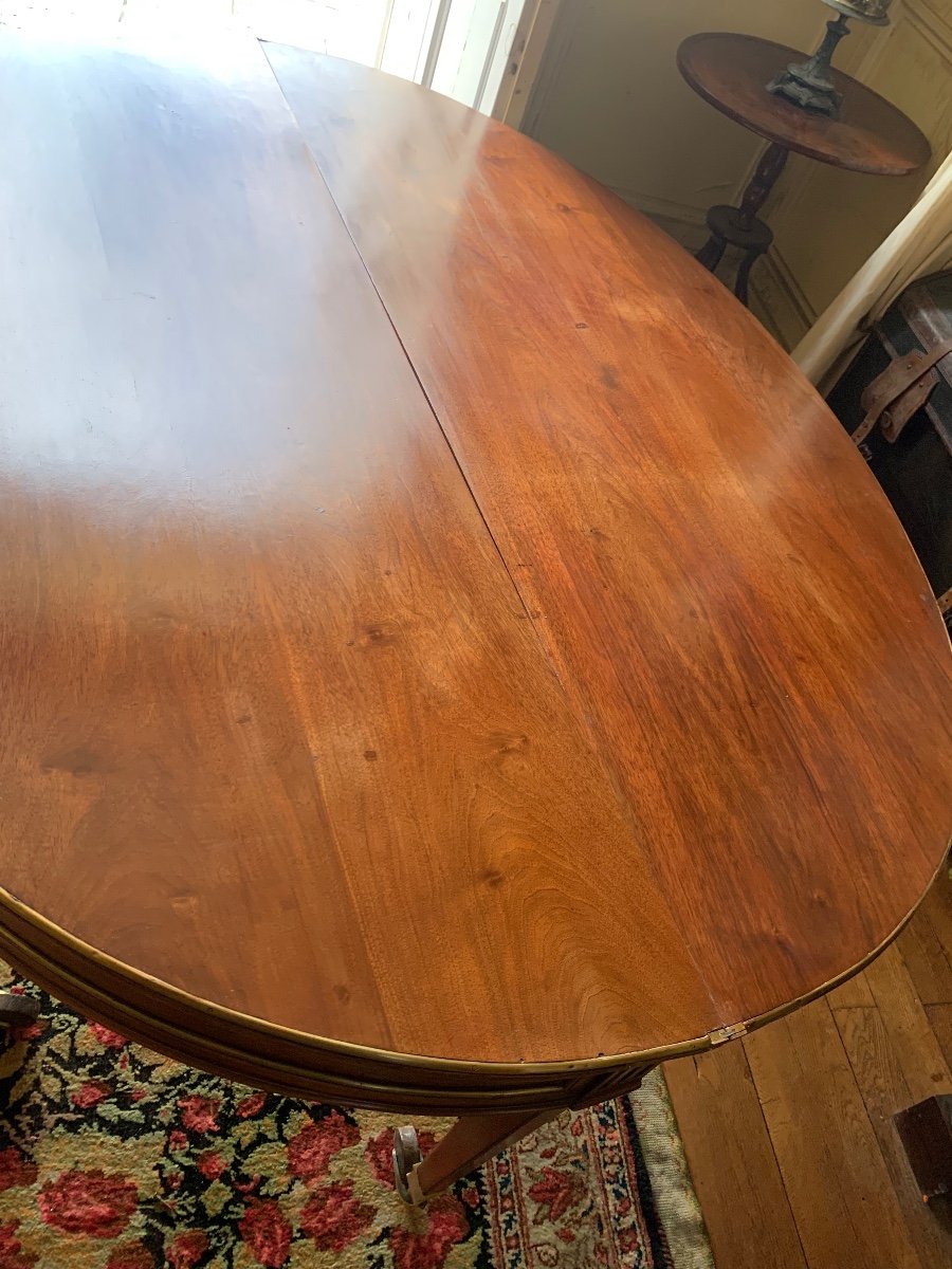 Large Dinning  Table ½ Oval  Directoire In Light Walnut -photo-4