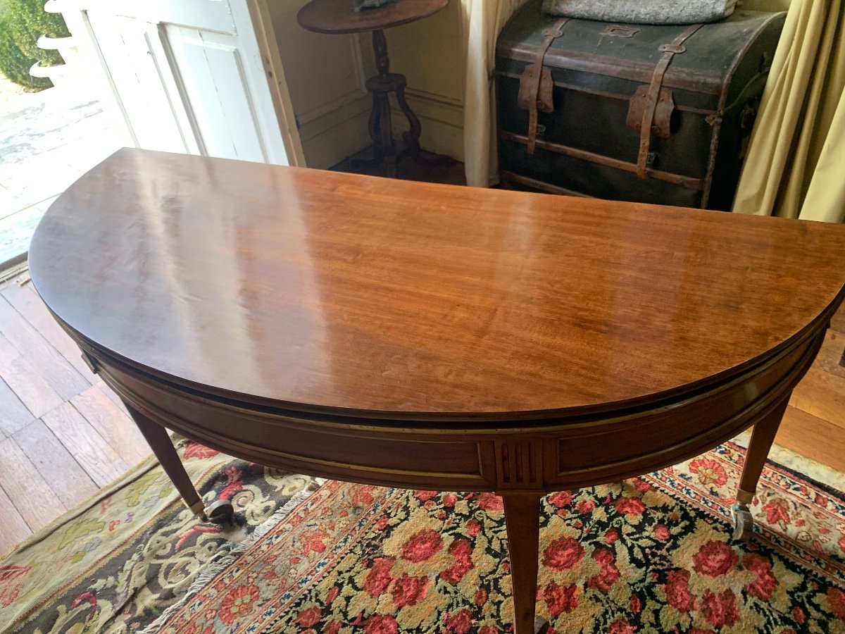 Large Dinning  Table ½ Oval  Directoire In Light Walnut -photo-1