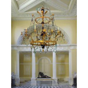 Large Chandelier Blue Ctystal, In Ostankino Palace’s Style 18 Lights