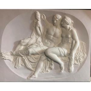 “hercules And Omphale”, Plaster Bas-relief, Mold From The  Original From Thorvaldsen Museum,