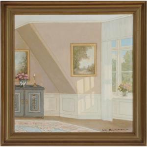 Study For A Sunny Interior , Sign Willem Henriksen, Oil On Linen 