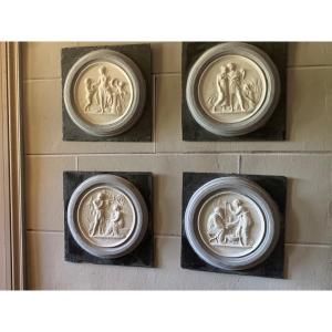 Biscuit Medallions, Suite “the 4 Seasons Of Life” After Thorvaldsen, Slate Background 