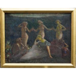 Rêveries  de Danseuses  ,Huile Sur Toile Signée Constantin Kouznetsoff, école à Russe De Paris 