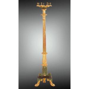 Torchère de Palais , Bois  Sculpté Doré et Patiné , Suède, époque Gustavienne 