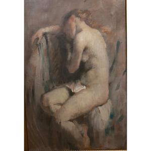 Model Resting, O/l ,signed Frans Schwartz, Danish School, Circa 1900