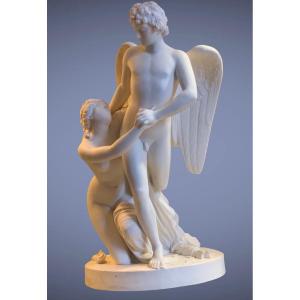 Amor And Psyche » Large Figure In Gustavsberg Biscuit, After J. T. Sergel , Swedish School