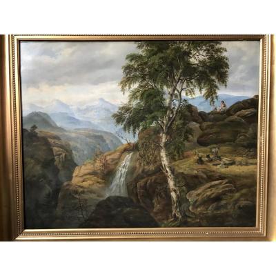 Bright Mountain Landscape , Niels Rademacher , The Golden Age Of The Danish Painting