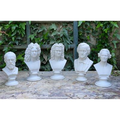 Busts Of Composers (5) In Saxe Biscuit 