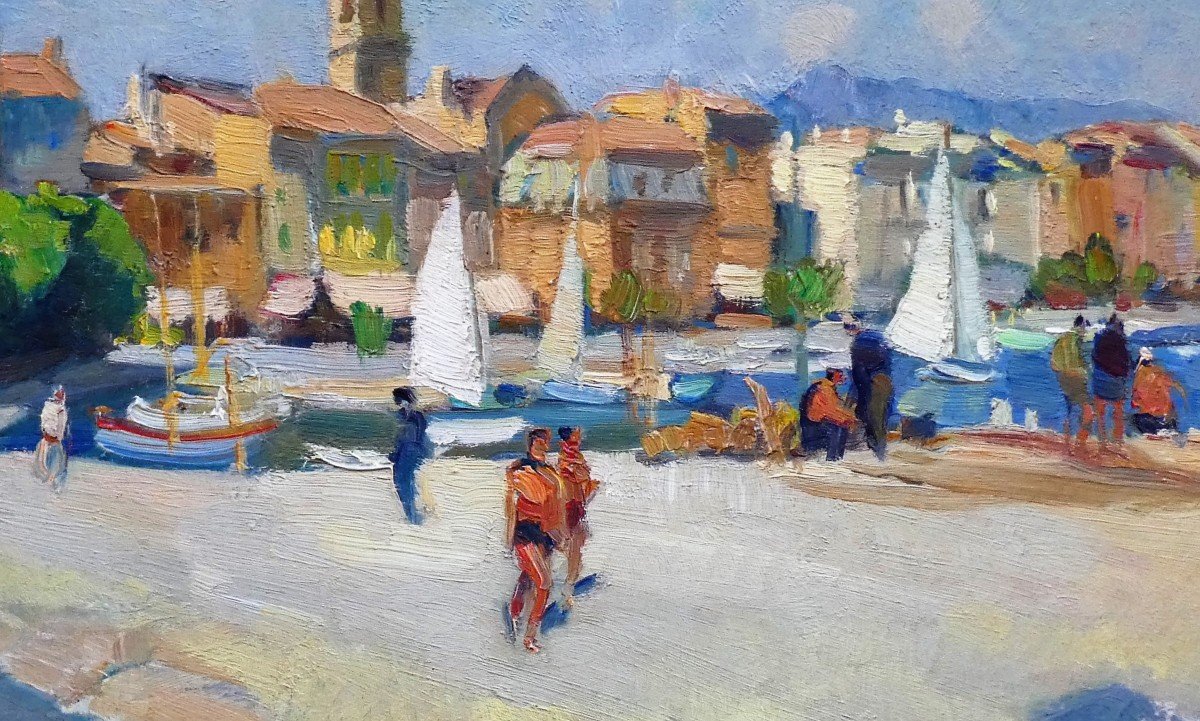 Proantic: The Port Of Sanary Sur Mer By Victor Crumiere 1895-1950