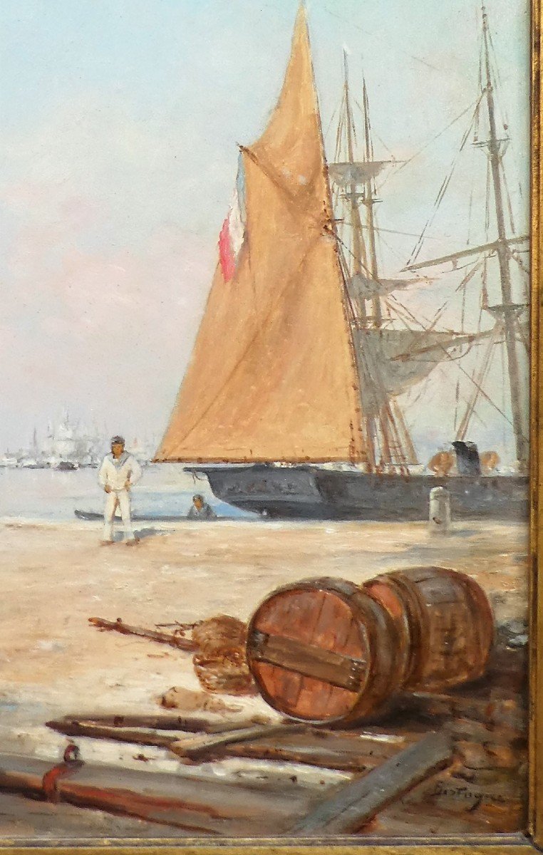 Sailor On The Quay By Paul Bistagne 1850-1886-photo-3