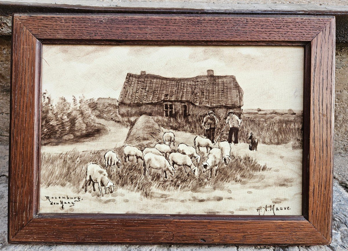 The Shepherds And Their Sheep Signed Anton Mauve 1838-1888-photo-1