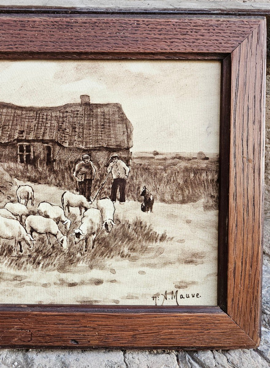 The Shepherds And Their Sheep Signed Anton Mauve 1838-1888-photo-2