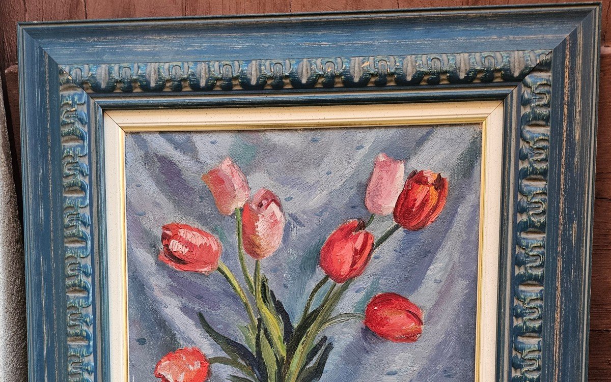 Le Bouquet De Tulipes Par Pierre Favre 1906-1983-photo-2