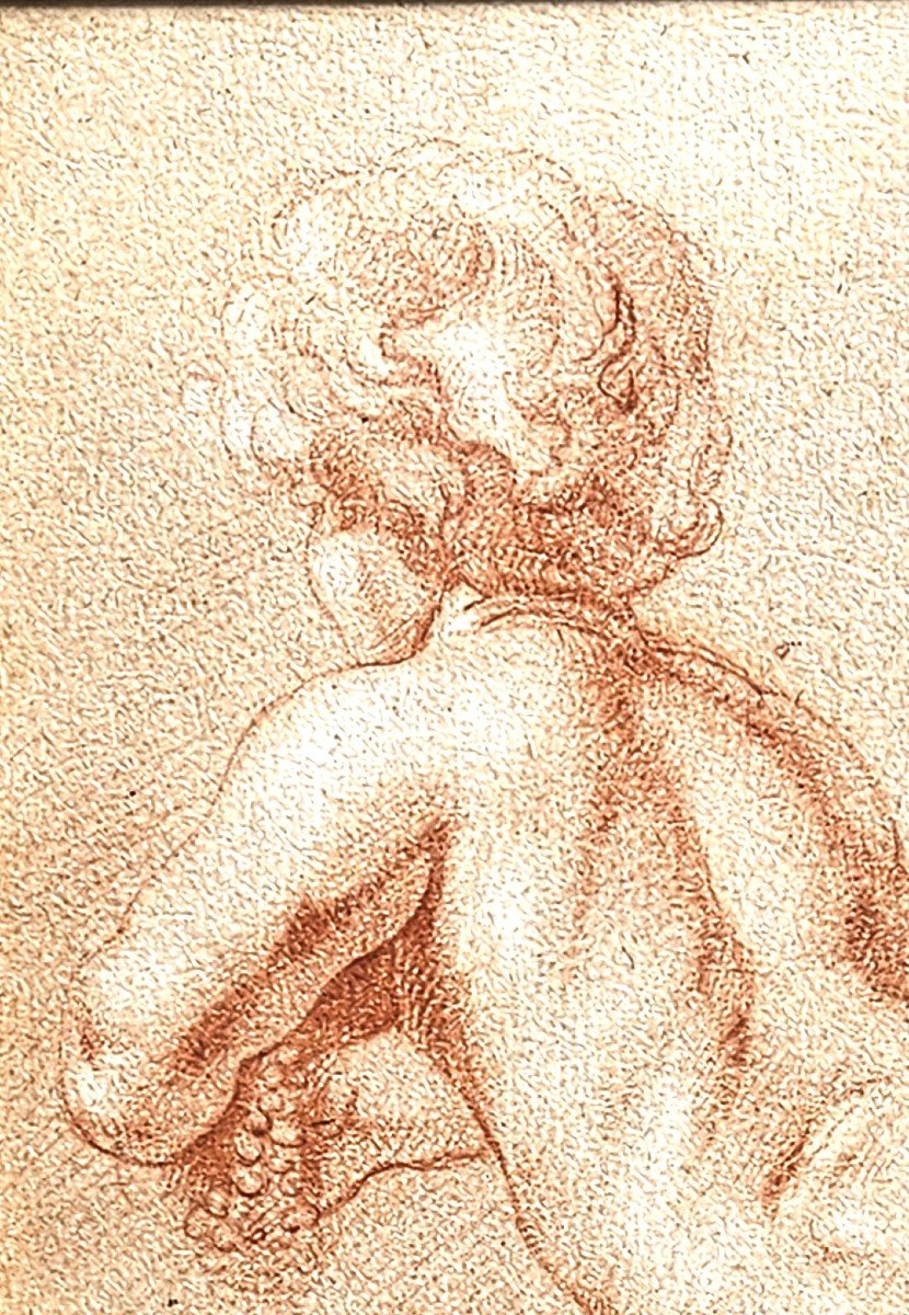 Naked Child From Back, Sanguine, French School XVIII-xix-photo-7