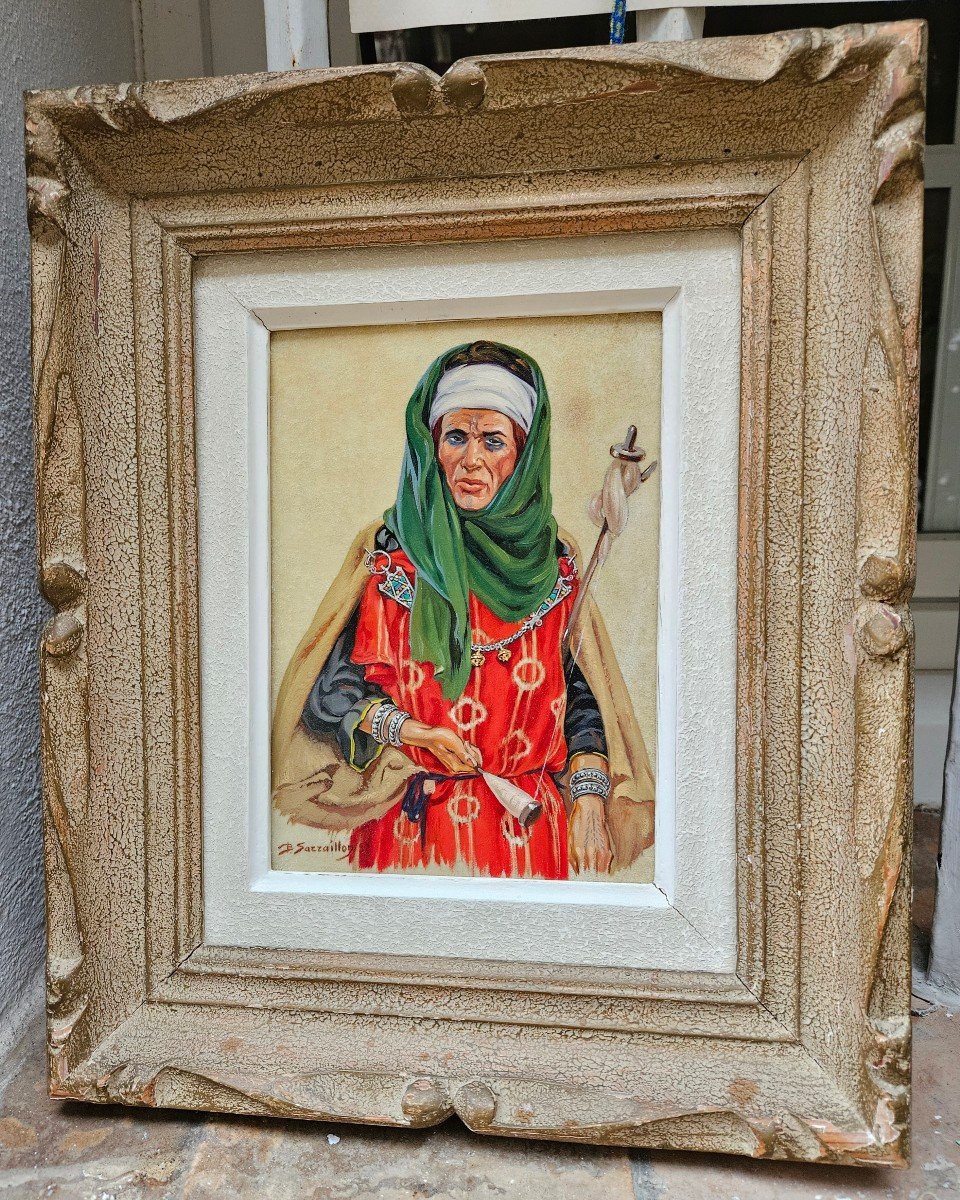 Proantic: Portrait De Femme Kabyle Par Benjamin Sarraillon 1900-1989