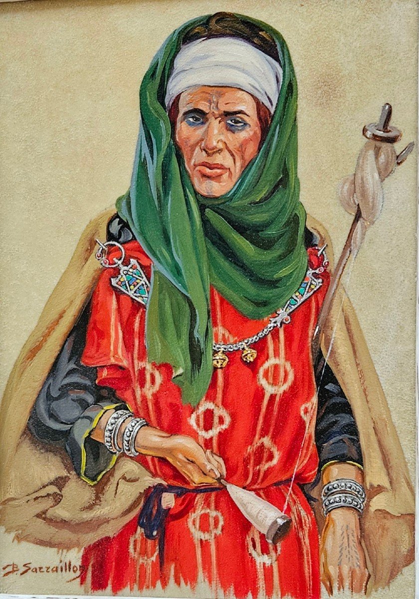 Proantic: Portrait De Femme Kabyle Par Benjamin Sarraillon 1900-1989