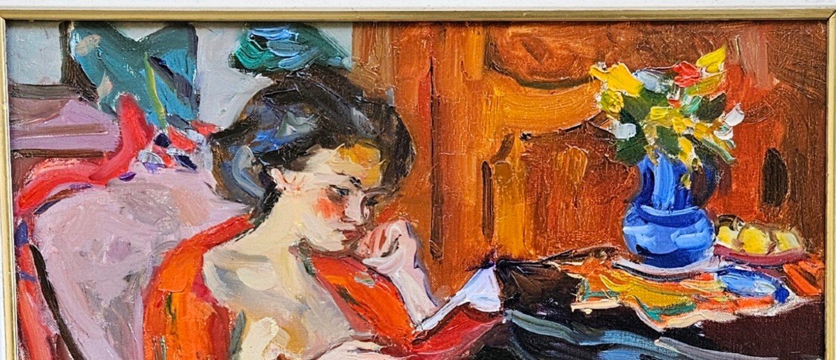 Young Woman Reading By Pierre Cornu 1895-1996-photo-2
