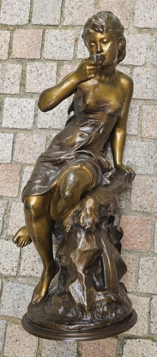 "the Source" Bronze Signed By Mathurin Moreau 1822-1912