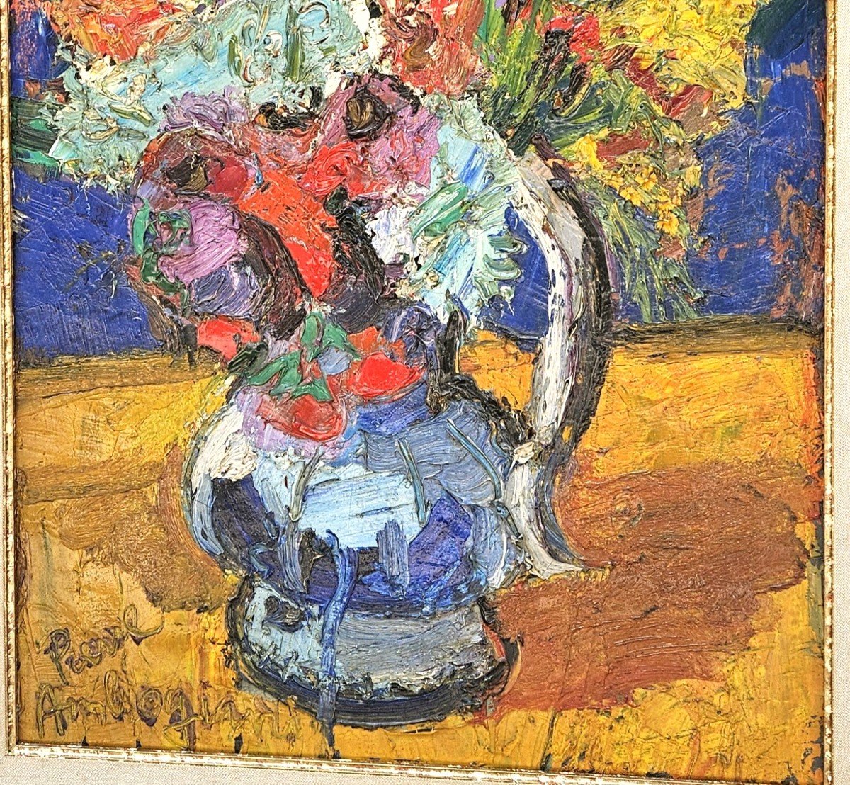 Bouquet In A Vase By Pierre Ambrogiani 1907-1985-photo-6