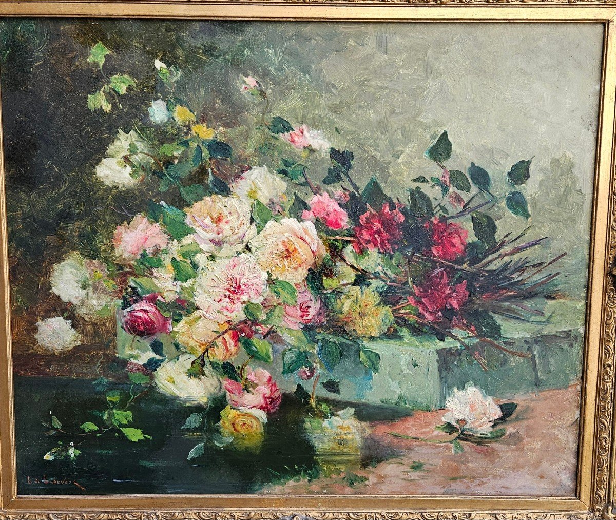 The Roses By Louise Eugénie De Ladevèze-cauchois 1855-1938-photo-2