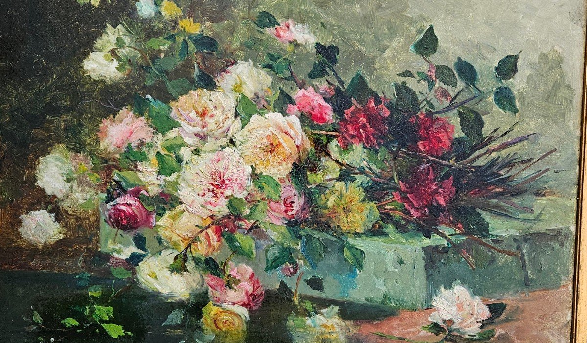 The Roses By Louise Eugénie De Ladevèze-cauchois 1855-1938-photo-3