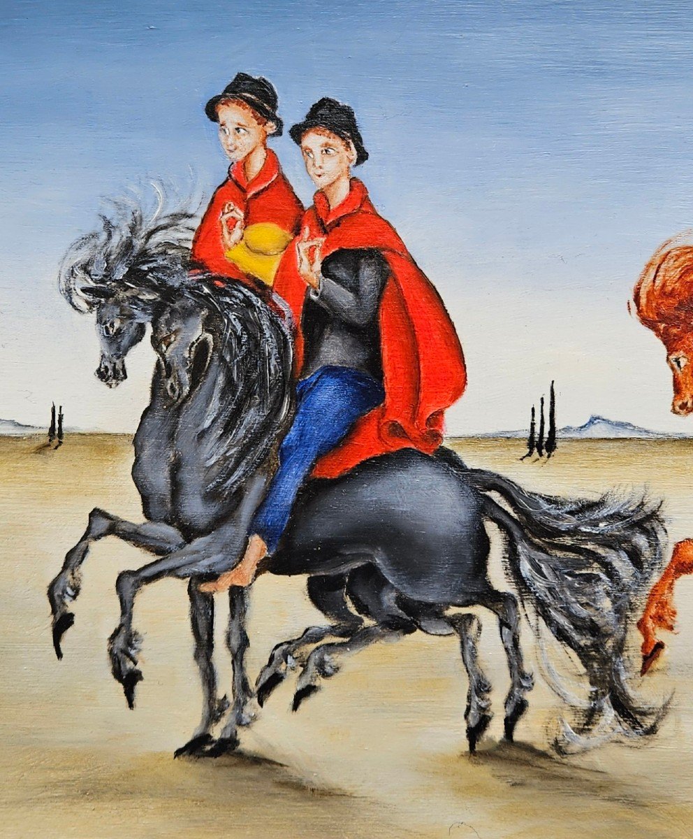 2 Couples On Horseback By Avon Campana 1927-2024-photo-2