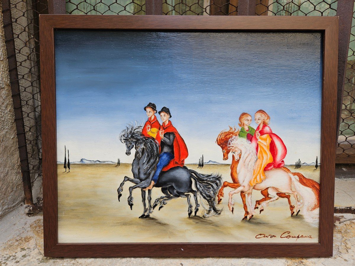 2 Couples On Horseback By Avon Campana 1927-2024-photo-6