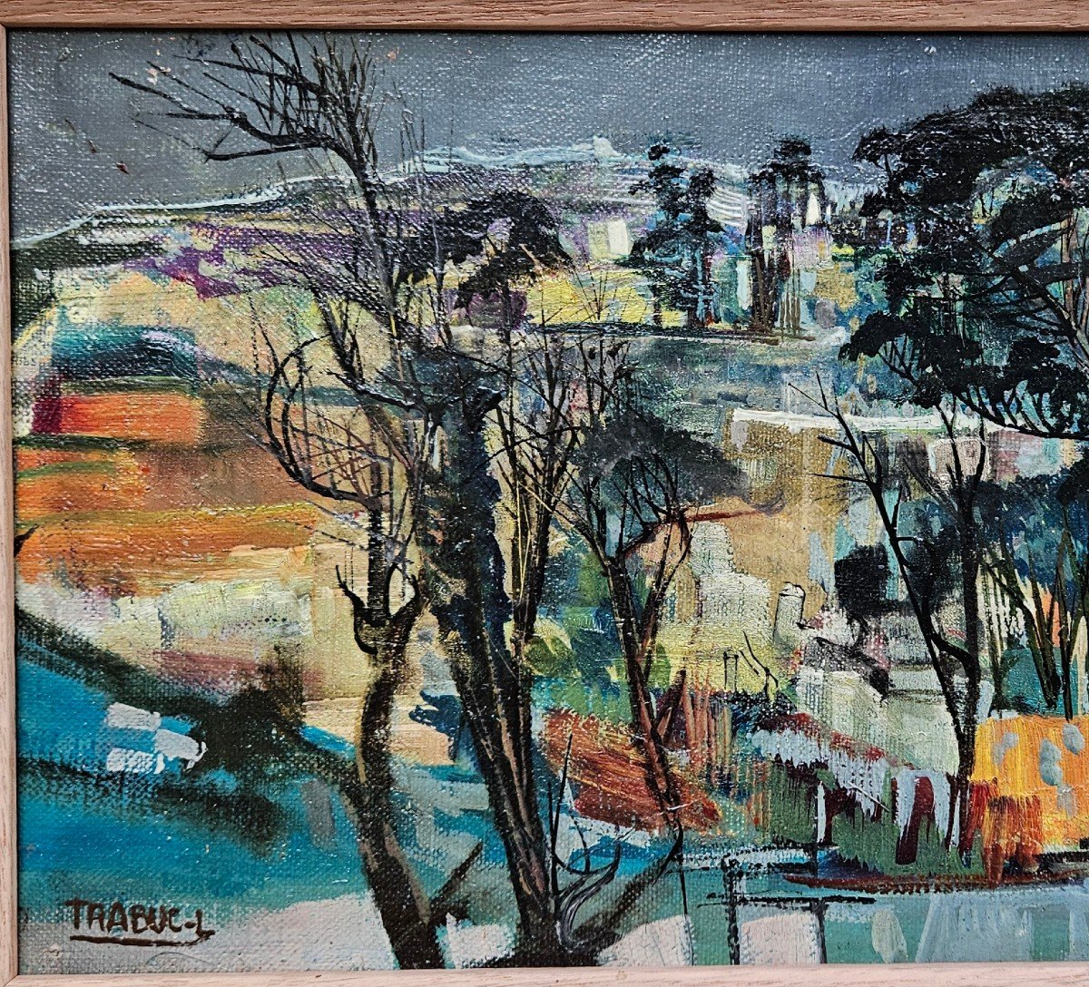 Paysage Boisé Par Louis Trabuc 1928-2008-photo-2