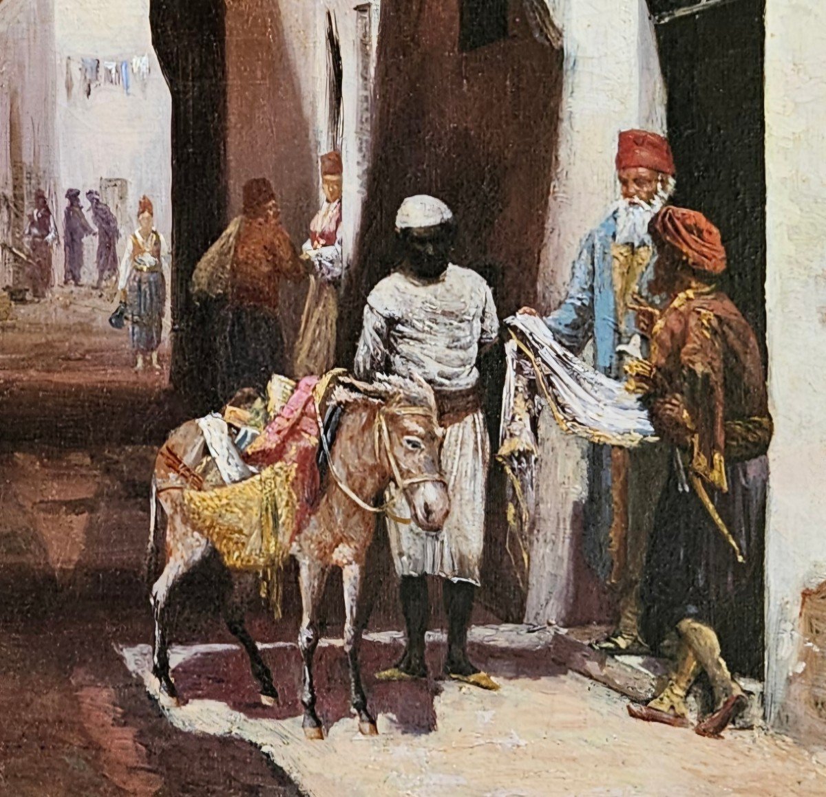 Rue Animée En Orient Par Jean Baptiste Noro 1841-1909-photo-2