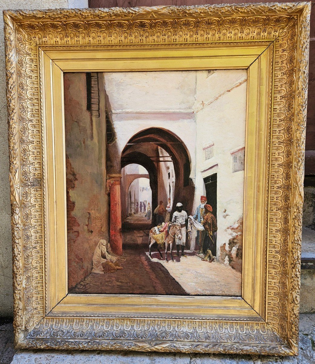 Rue Animée En Orient Par Jean Baptiste Noro 1841-1909