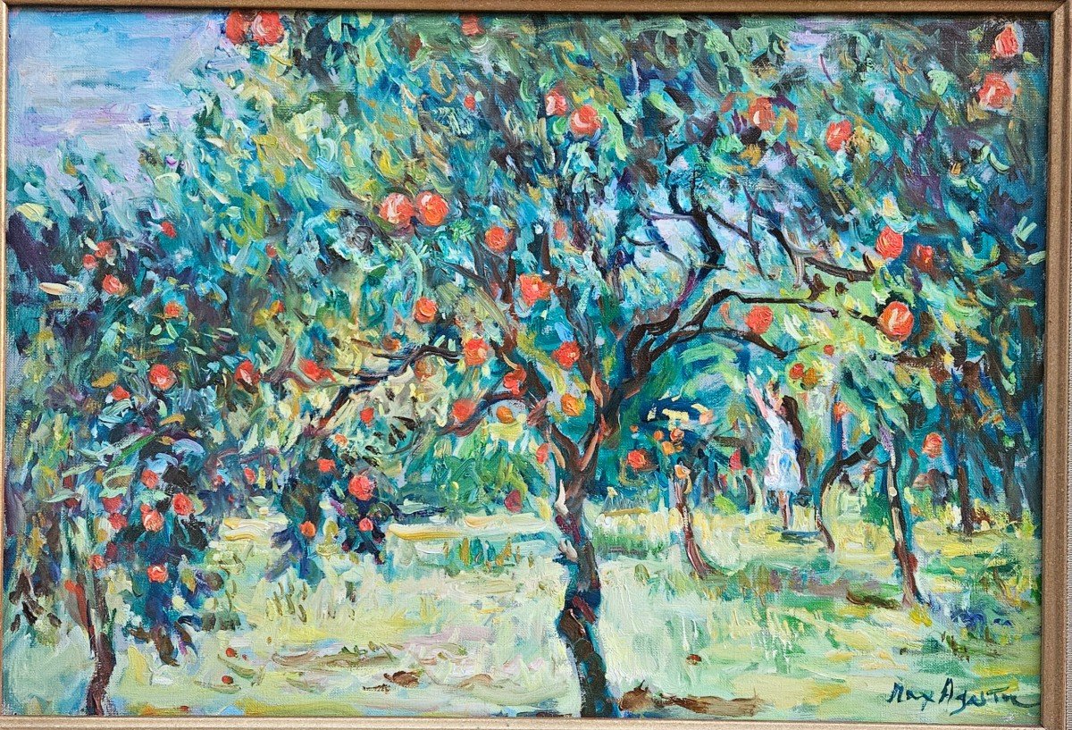 La Récolte Des Oranges Par Max Agostini 1914-1997-photo-2