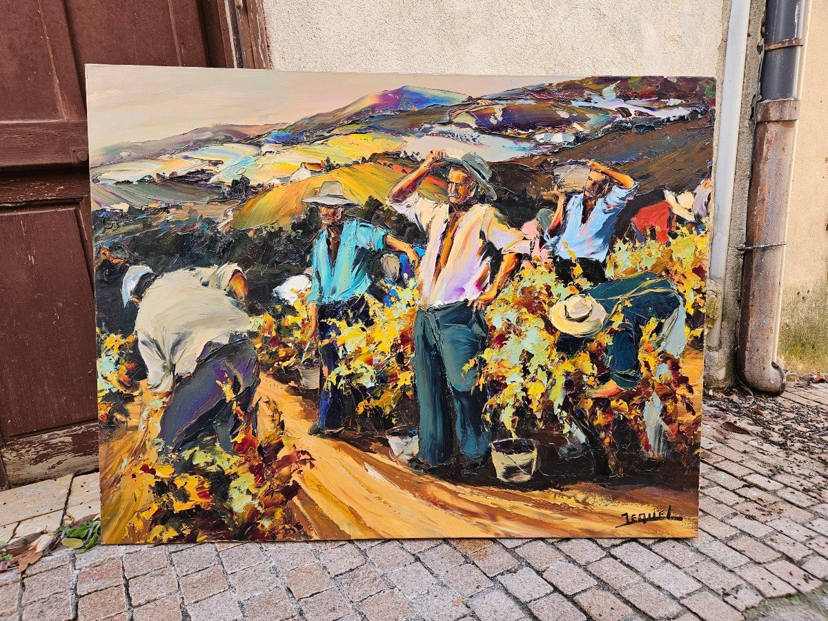 Les Vendanges Par Christian Jequel Né En 1935-photo-2