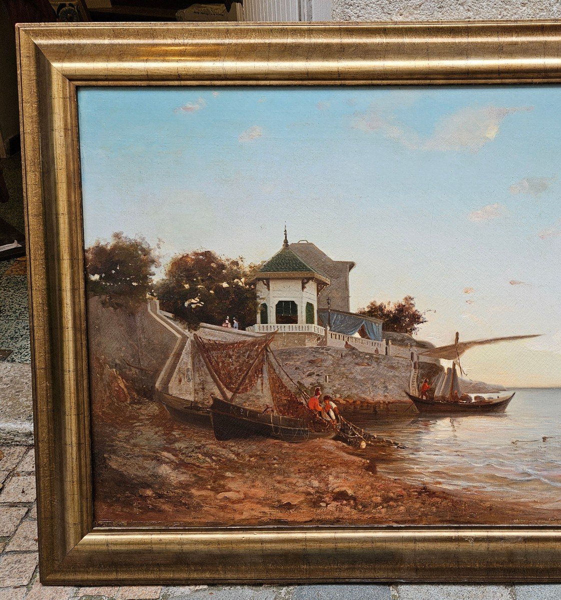 Fishing Scene In Tamaris -toulon By André Maglione 1838-1923-photo-4