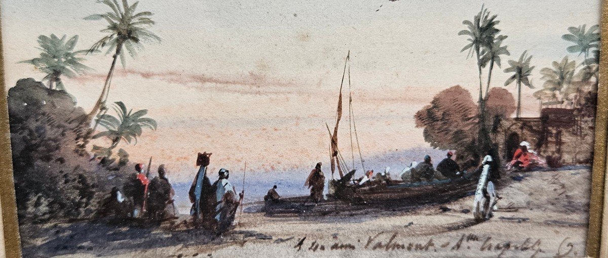 Aquarelle Orientaliste d'Amable Crapelet 1822-1867-photo-4