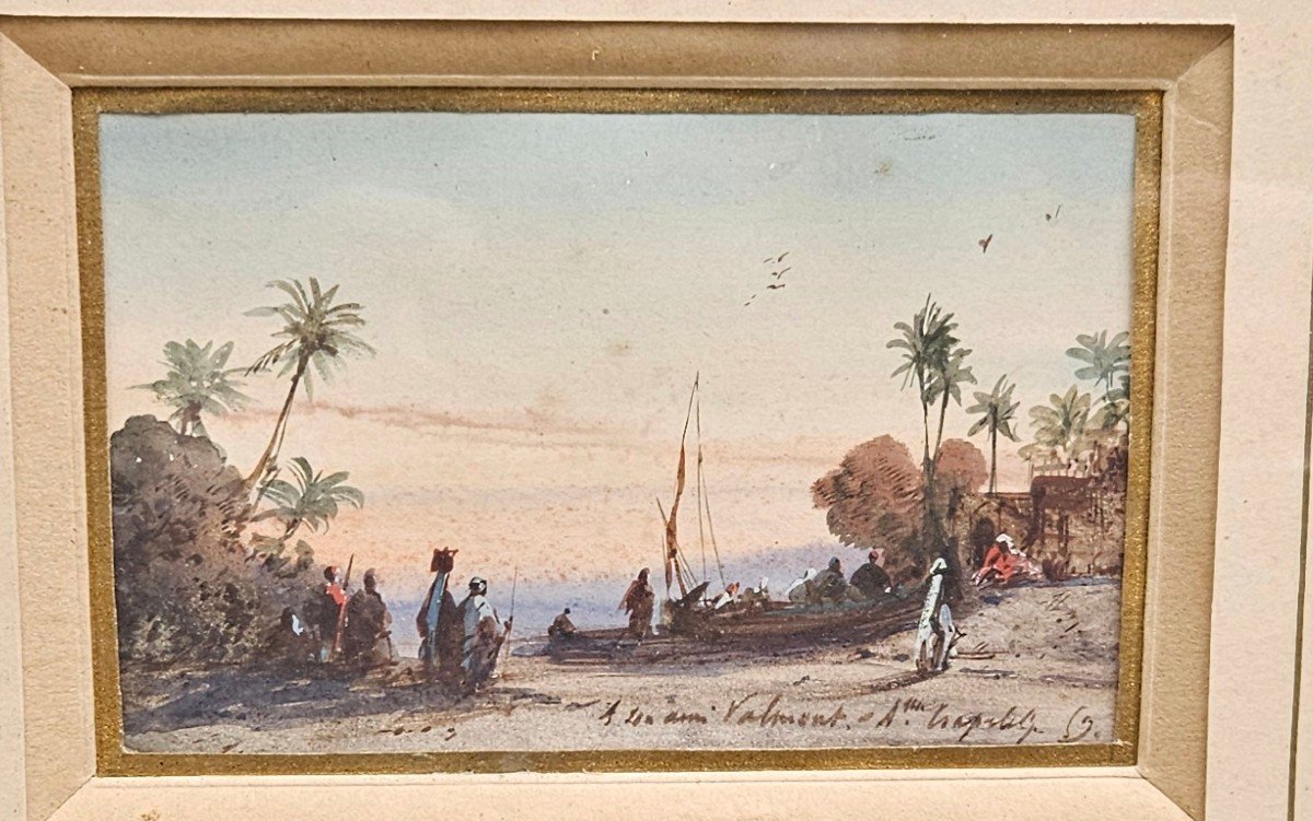 Aquarelle Orientaliste d'Amable Crapelet 1822-1867-photo-5