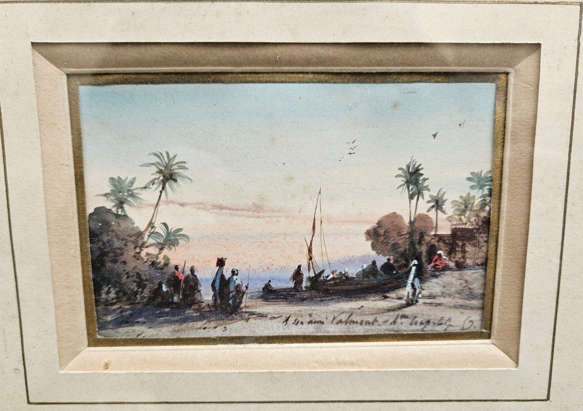 Aquarelle Orientaliste d'Amable Crapelet 1822-1867