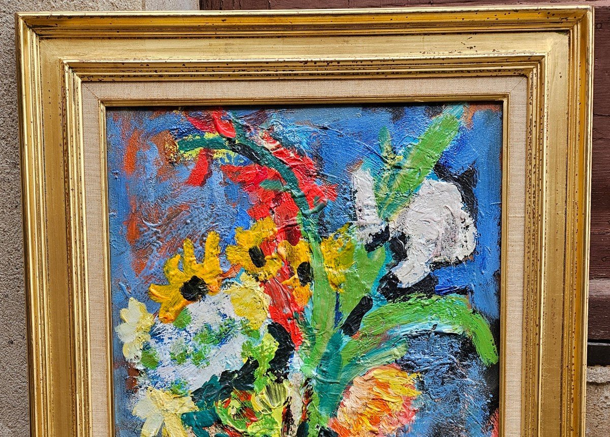 Fleurs Dans Un Vase Bleu Par Pierre Ambrogiani 1907-1985-photo-2