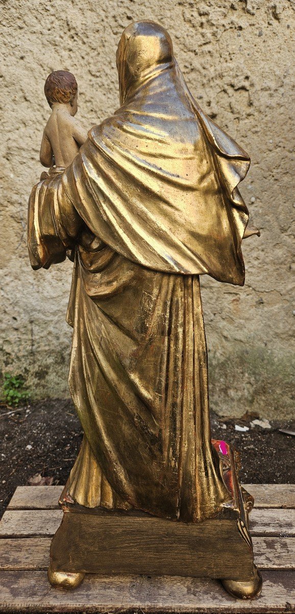 La Vierge Et l'Enfant Jésus, Statue Provençale Du XVIIIème Siècle-photo-4