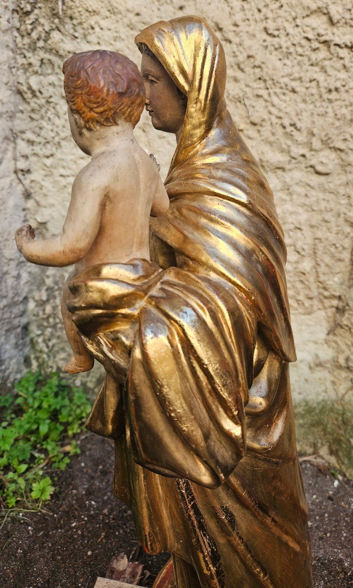 La Vierge Et l'Enfant Jésus, Statue Provençale Du XVIIIème Siècle-photo-4