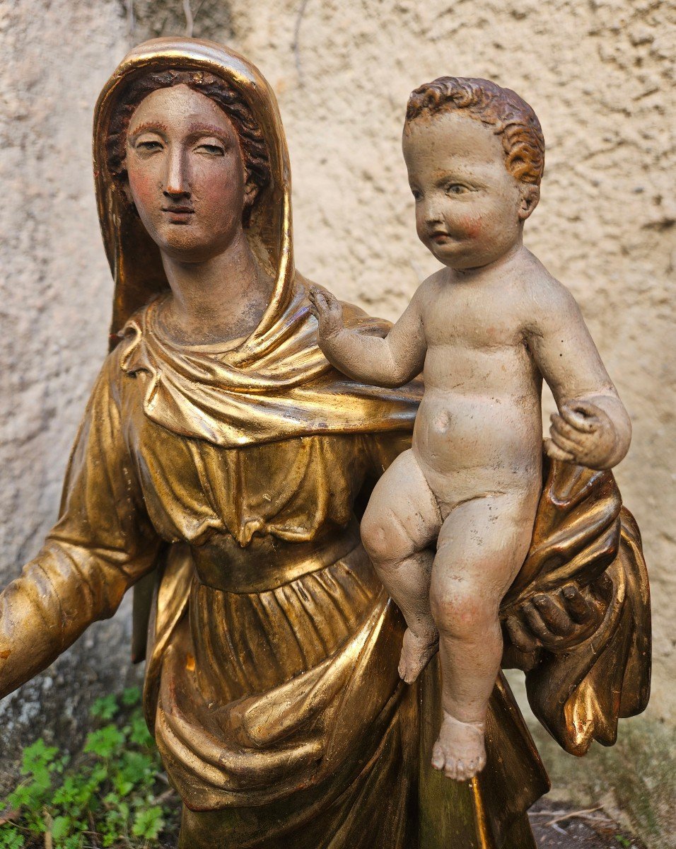 La Vierge Et l'Enfant Jésus, Statue Provençale Du XVIIIème Siècle-photo-8