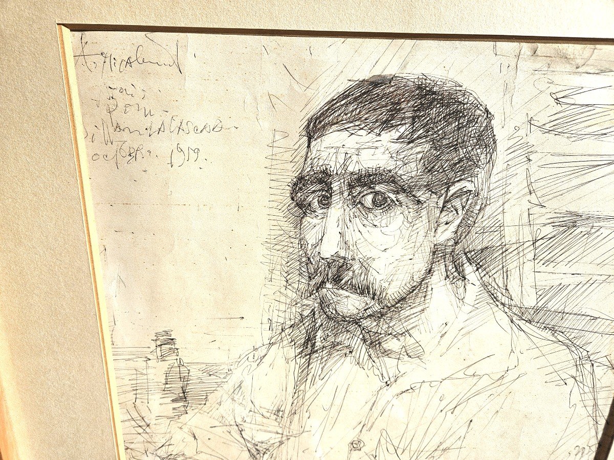 Portrait à l'Encre Par Louis Pons 1927-2021-photo-3