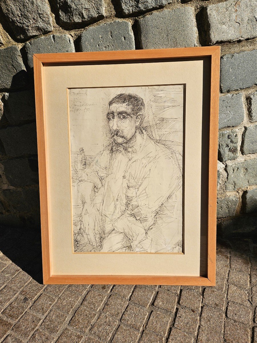 Portrait à l'Encre Par Louis Pons 1927-2021-photo-8