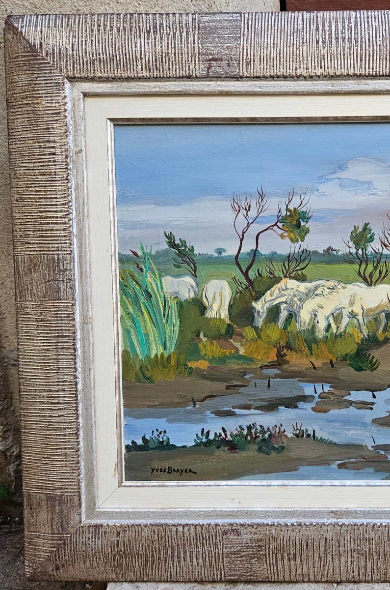 Horses In Camargue By Yves Brayer 1907-1990-photo-2