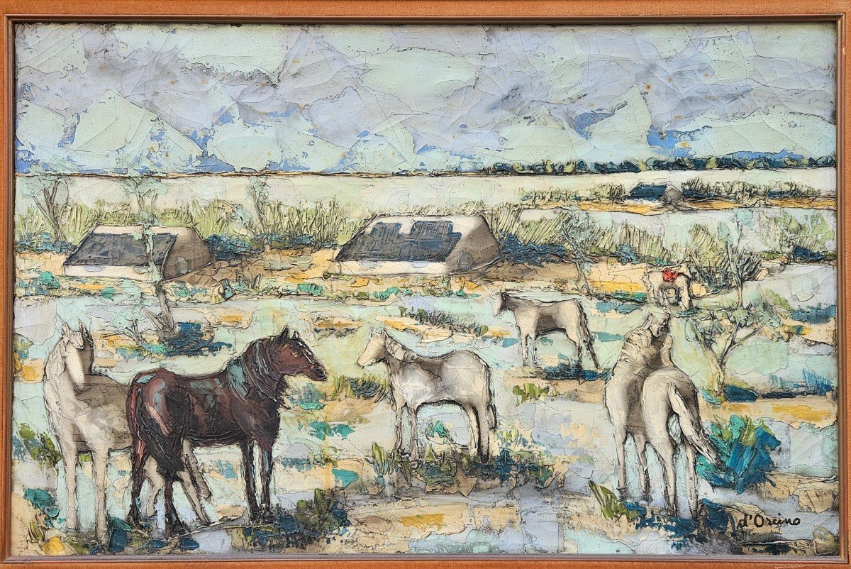 Camargue Horses By Toussaint Ambrogiani d'Orcino 1913-1986-photo-2