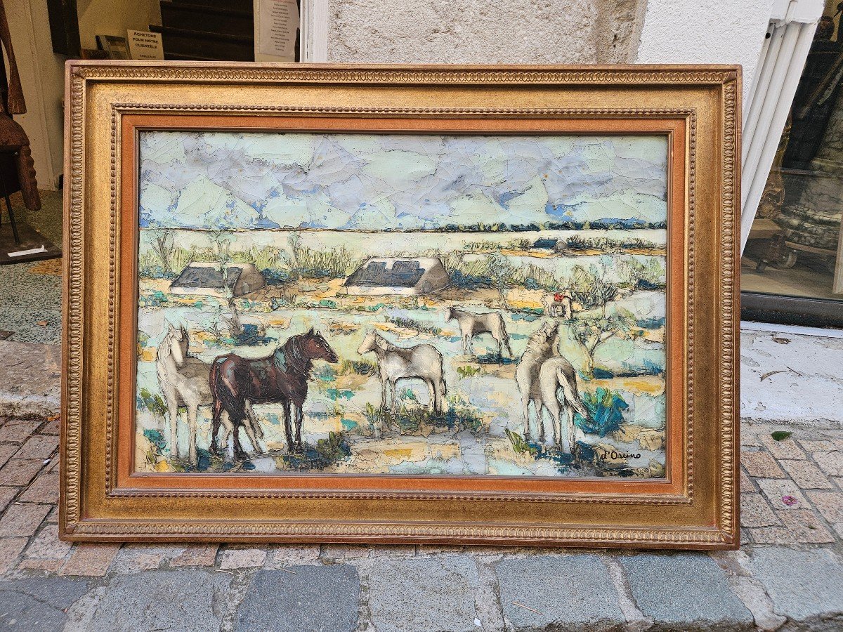 Camargue Horses By Toussaint Ambrogiani d'Orcino 1913-1986-photo-2