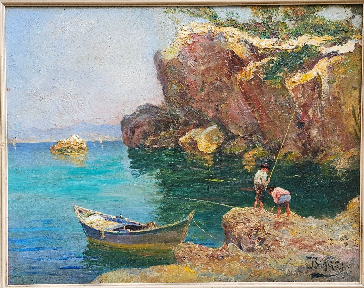 Provençal Cove By Biaggi 19th-20th Century-photo-4