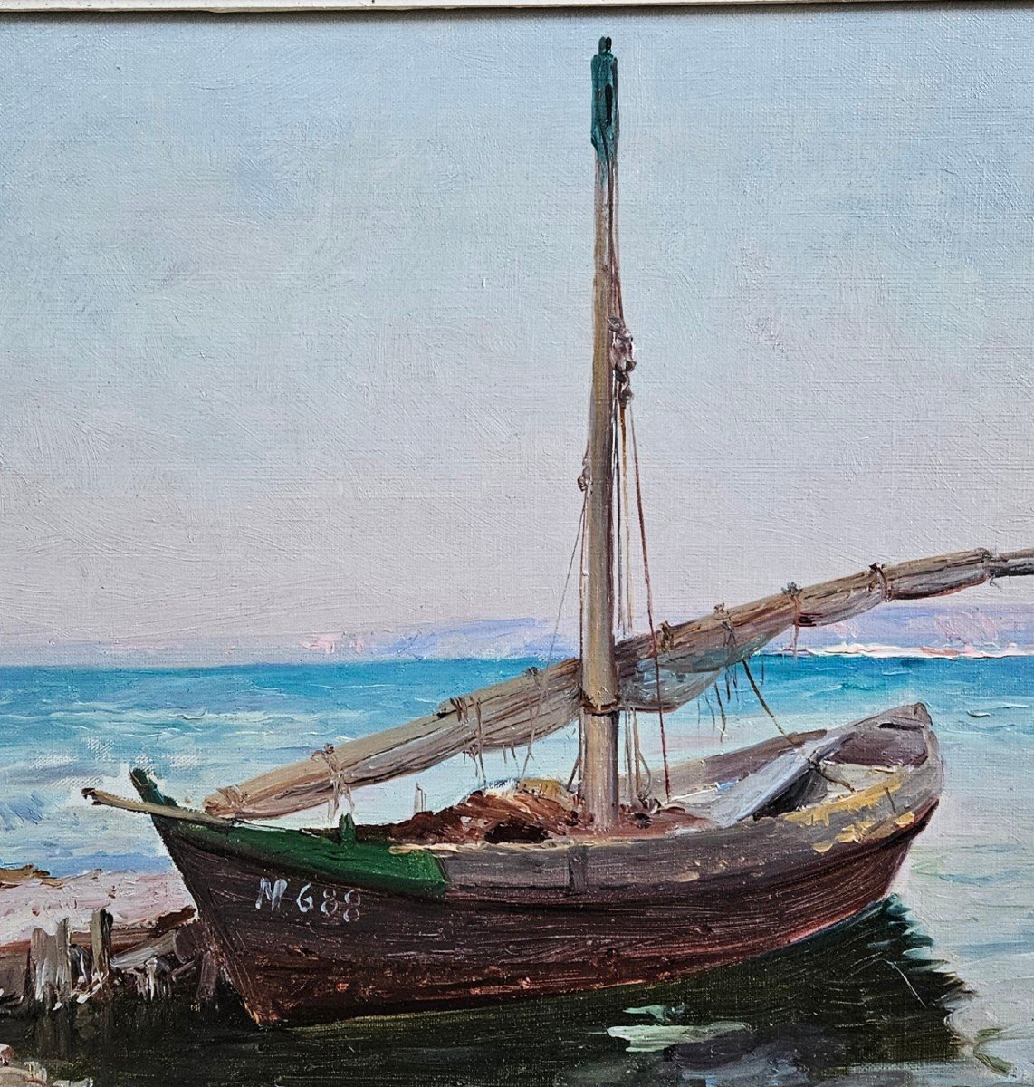 The Moored Boat By Antoine Ponchin 1872-1933-photo-4