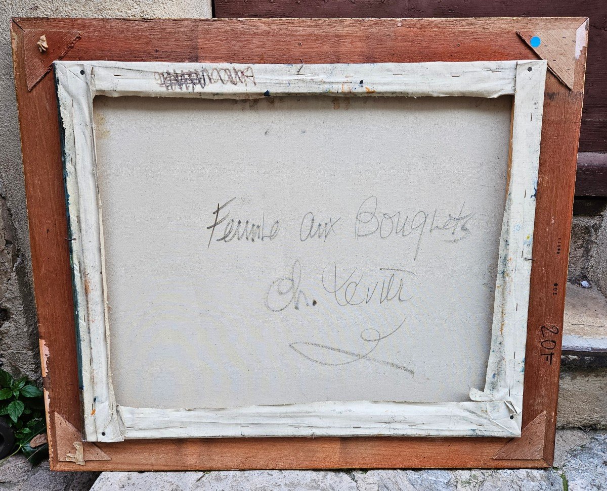 Jeune Femme Au Bouquet Par Charles Levier 1920-2003-photo-4